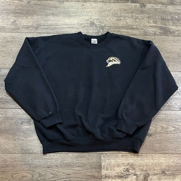 Vintage Y2K Western Michigan Broncos Sweatshirt Black Embroidered - Men's XL - Picture 1 of 7